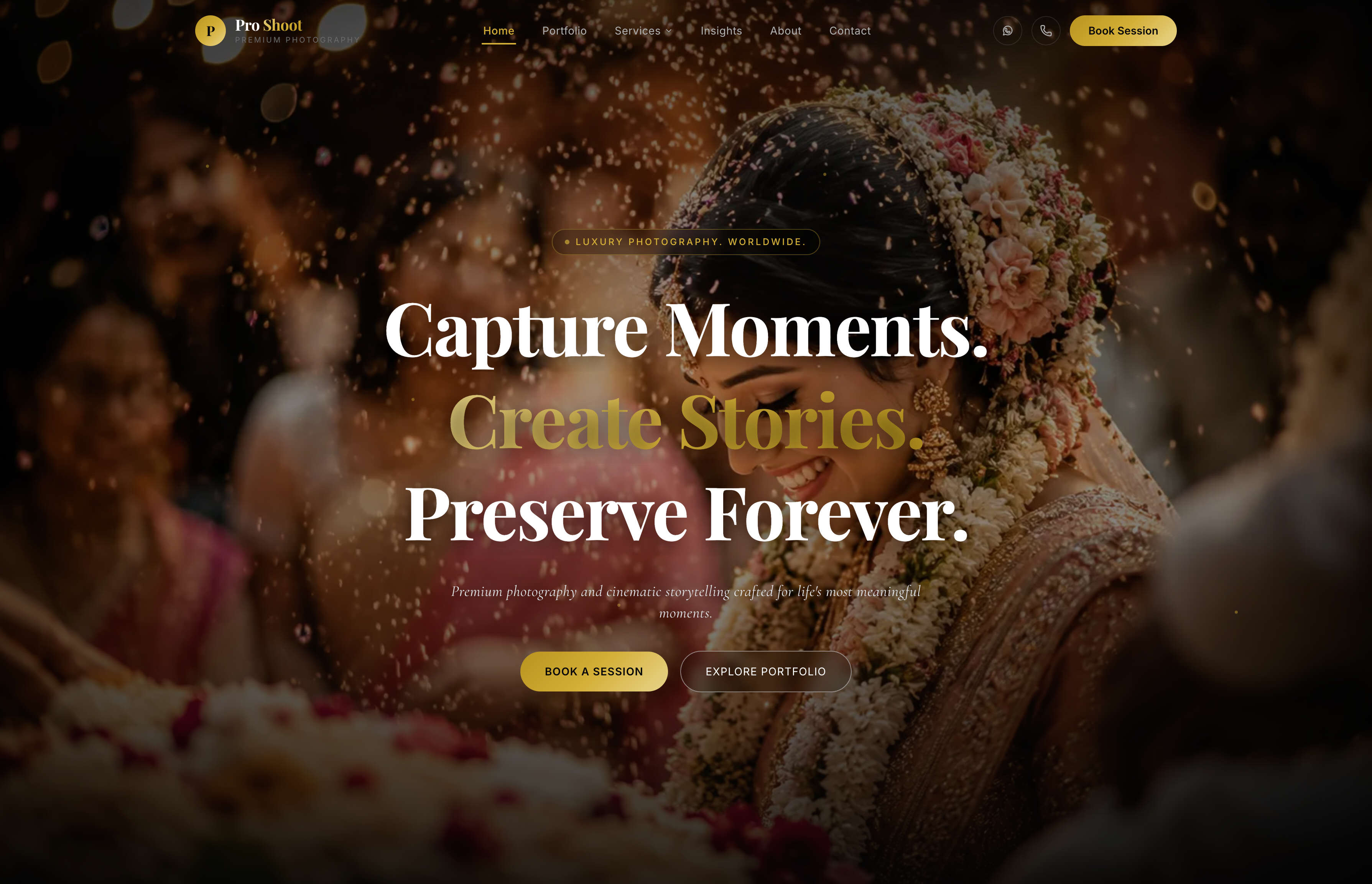 Pro Shoot premium photography homepage hero